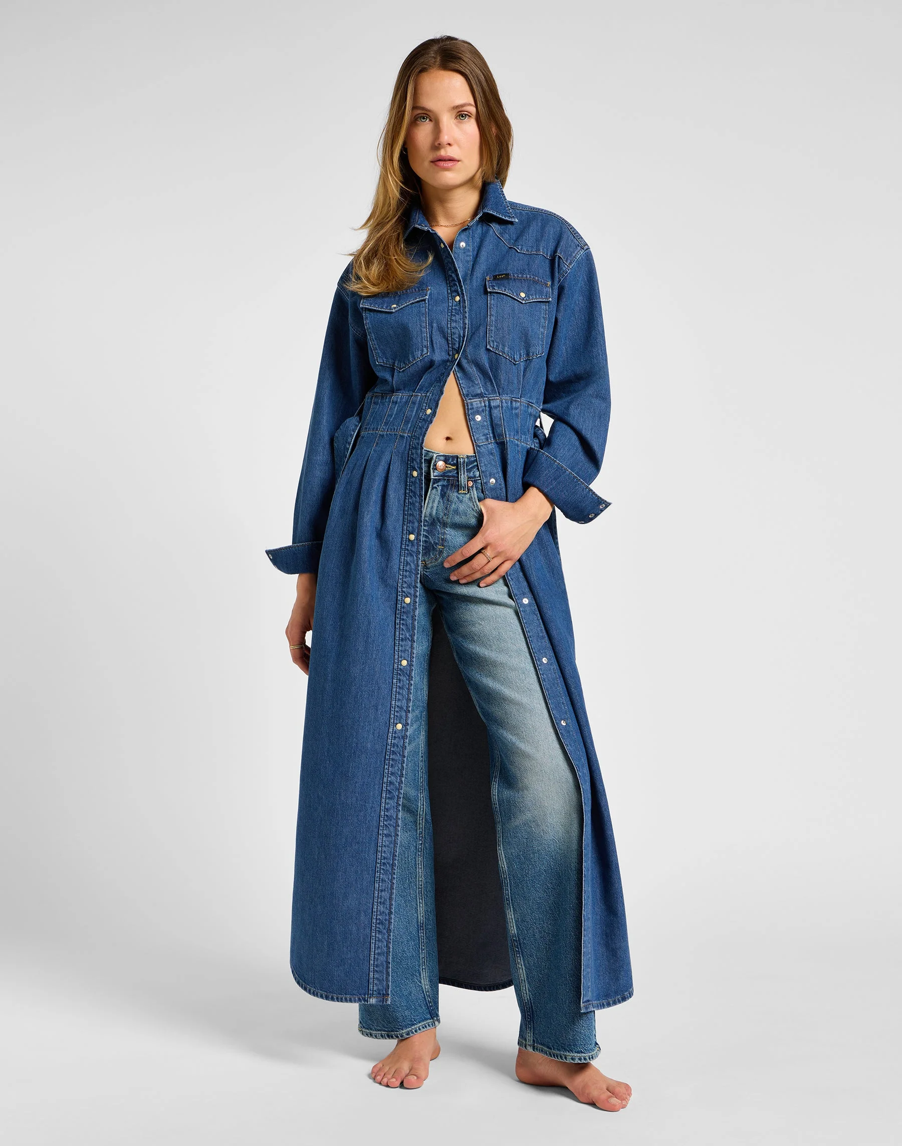 Belted Western Robe en bleu fusion – Image 3