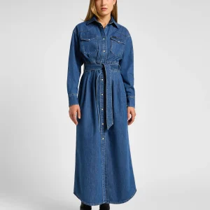 Belted Western Robe en bleu fusion
