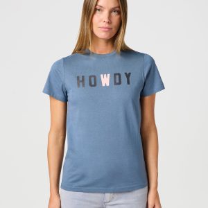 Tee graphique en bleu poussiéreux