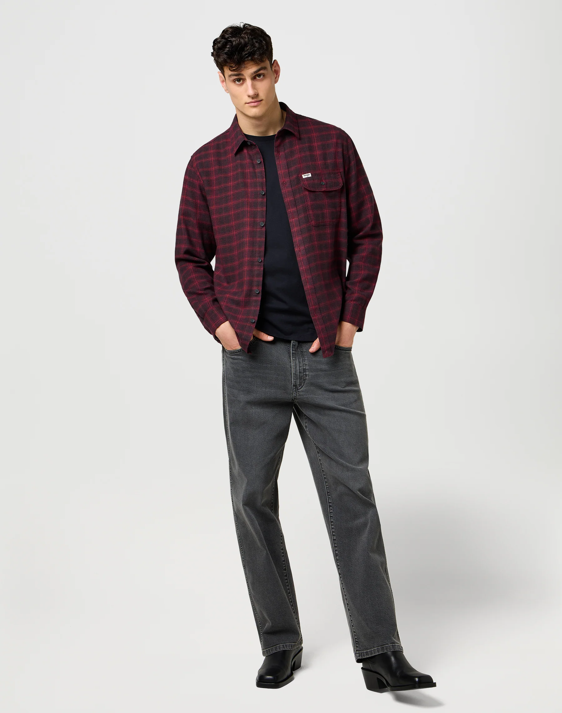 1 pt Flannel Shirt en Black Wine – Image 3