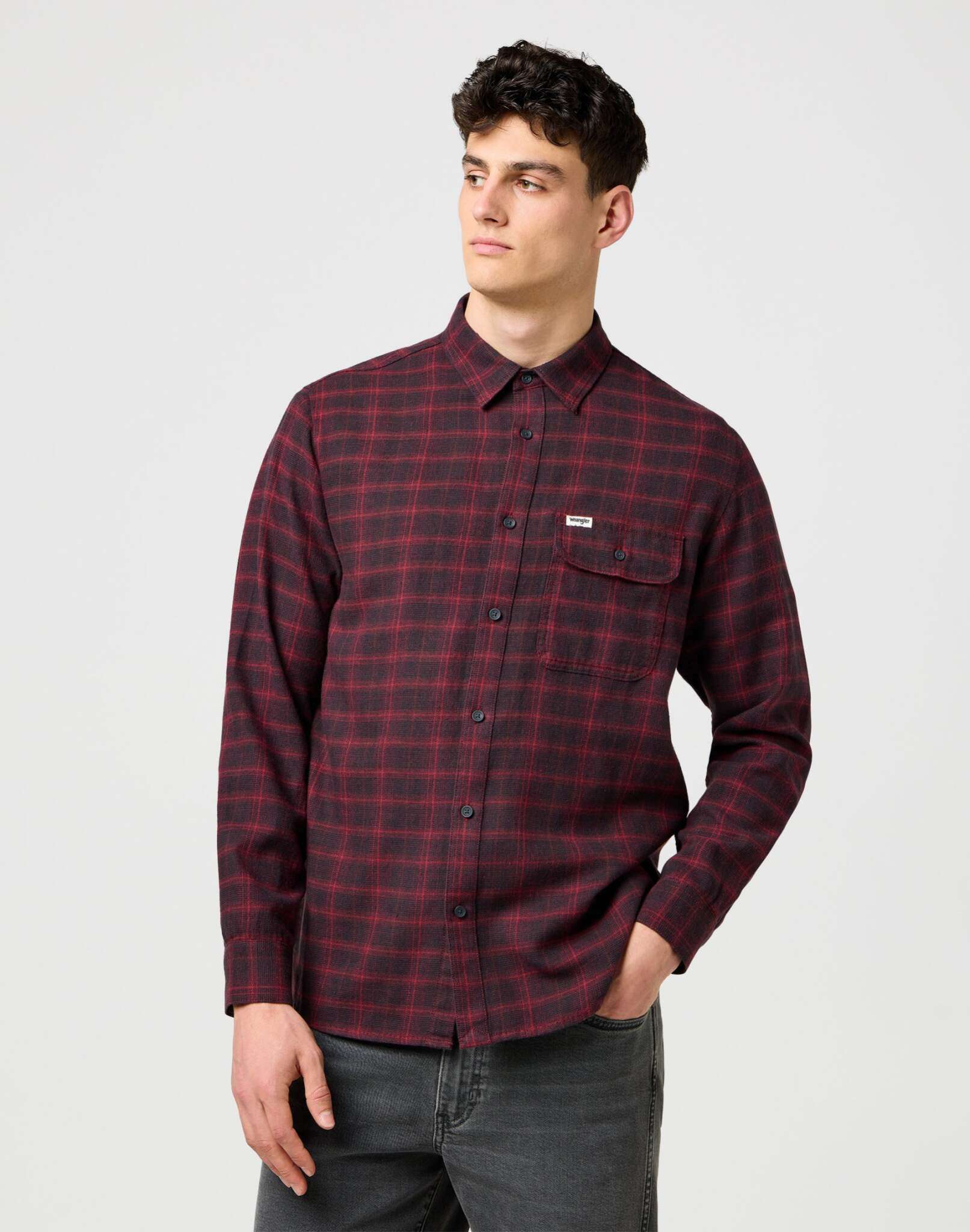 1 pt Flannel Shirt en Black Wine