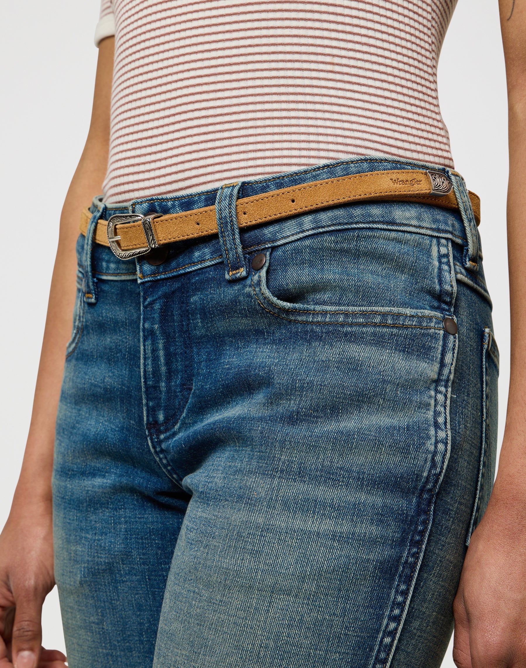 Thin Western Belt en camel – Image 2