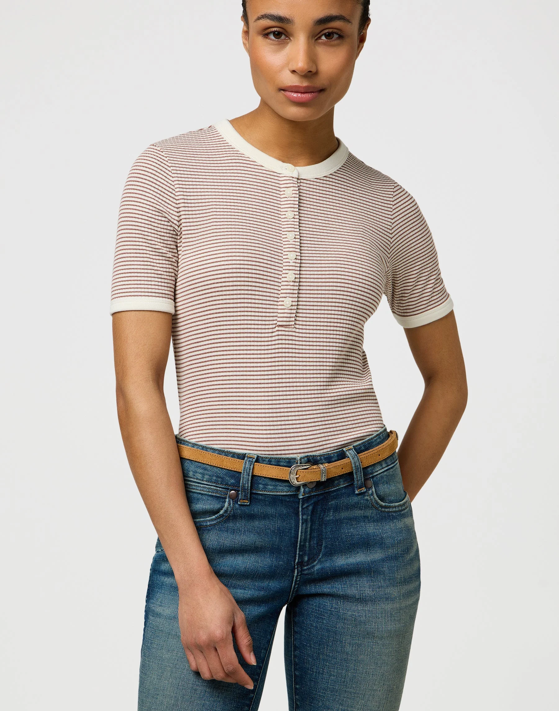 Thin Western Belt en camel