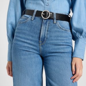 Ceinture à boucle ronde en noir