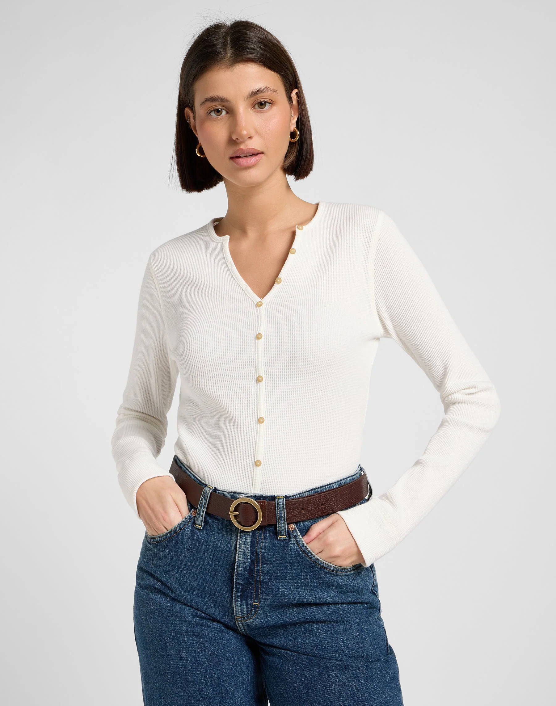 Ceinture à boucle ronde en marron foncé – Image 3