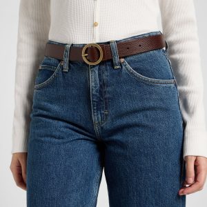 Ceinture à boucle ronde en marron foncé