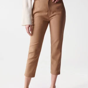 Chino Cropped Slim High Waist en Light Beige