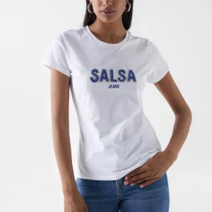 T-shirt Institutional Beaded en blanc