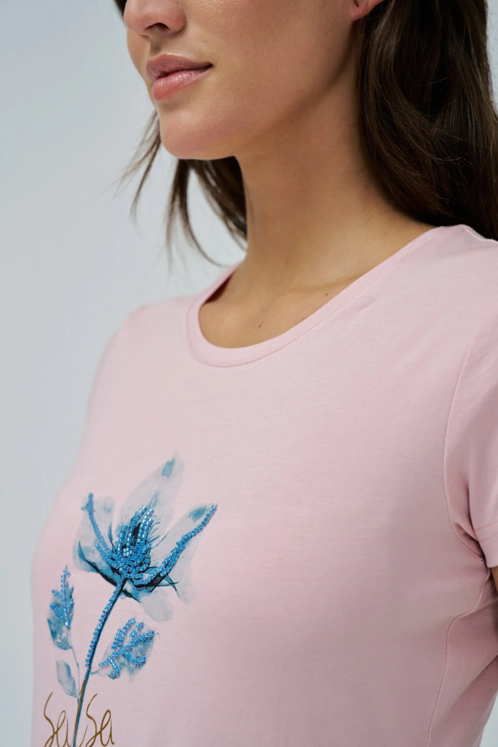 T-shirt Graphic Flower Print en rose moyen V1 – Image 3