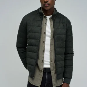 Bomber en daim vert foncé
