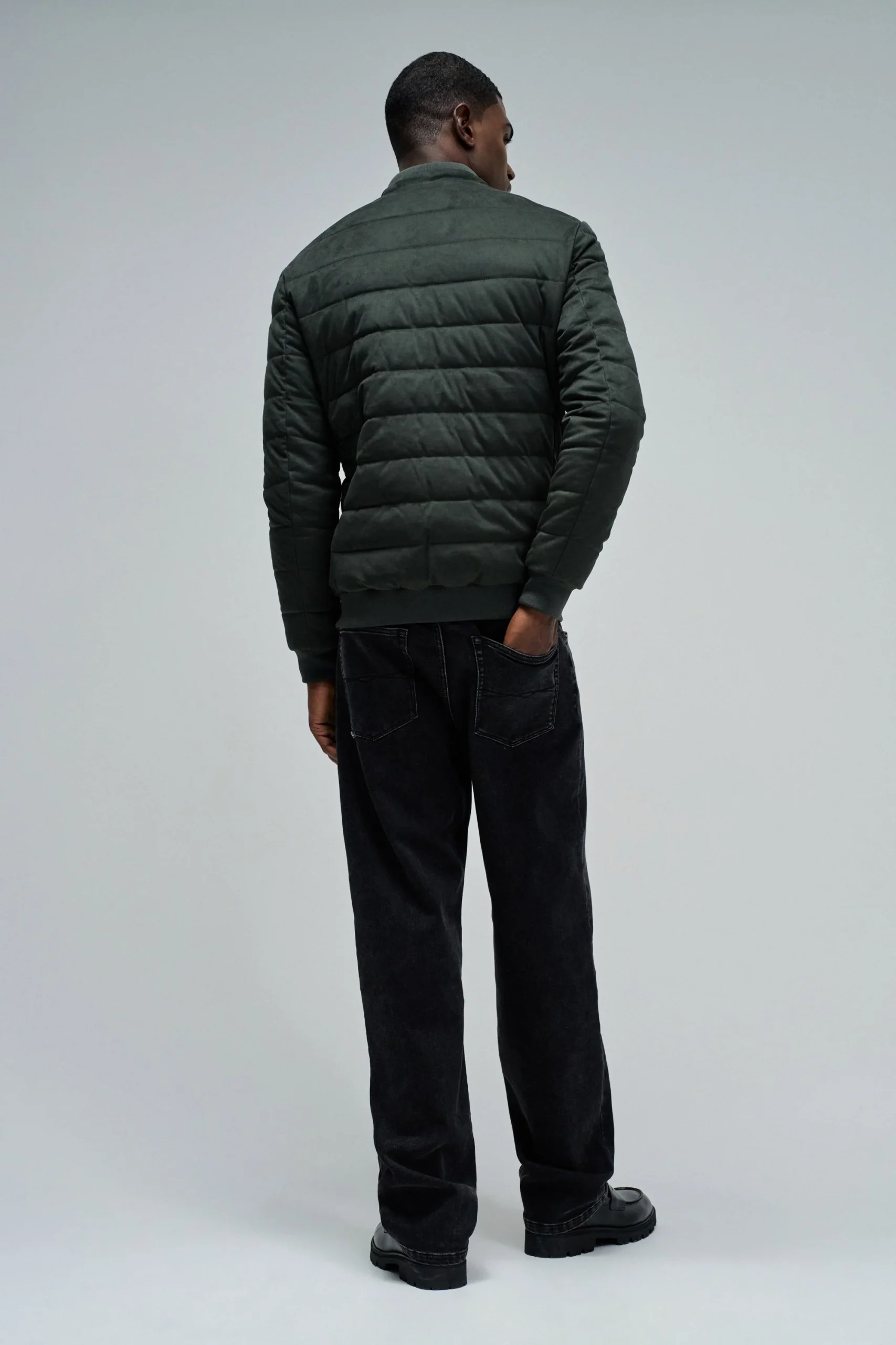 Bomber en daim vert foncé – Image 2