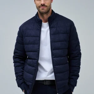 Bomber en daim bleu foncé