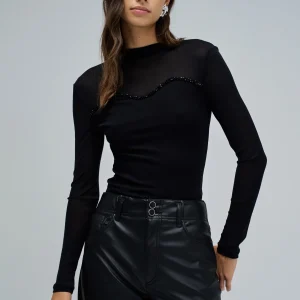 Manchon long avec transparence en noir