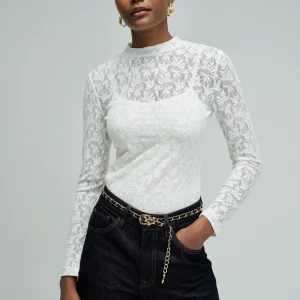 Lace Long Sleeve en beige clair