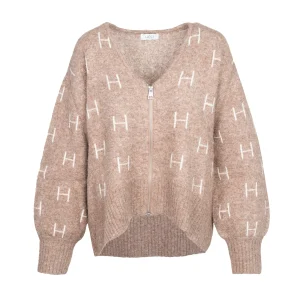 Veste zippée FAM à Brown melange/white