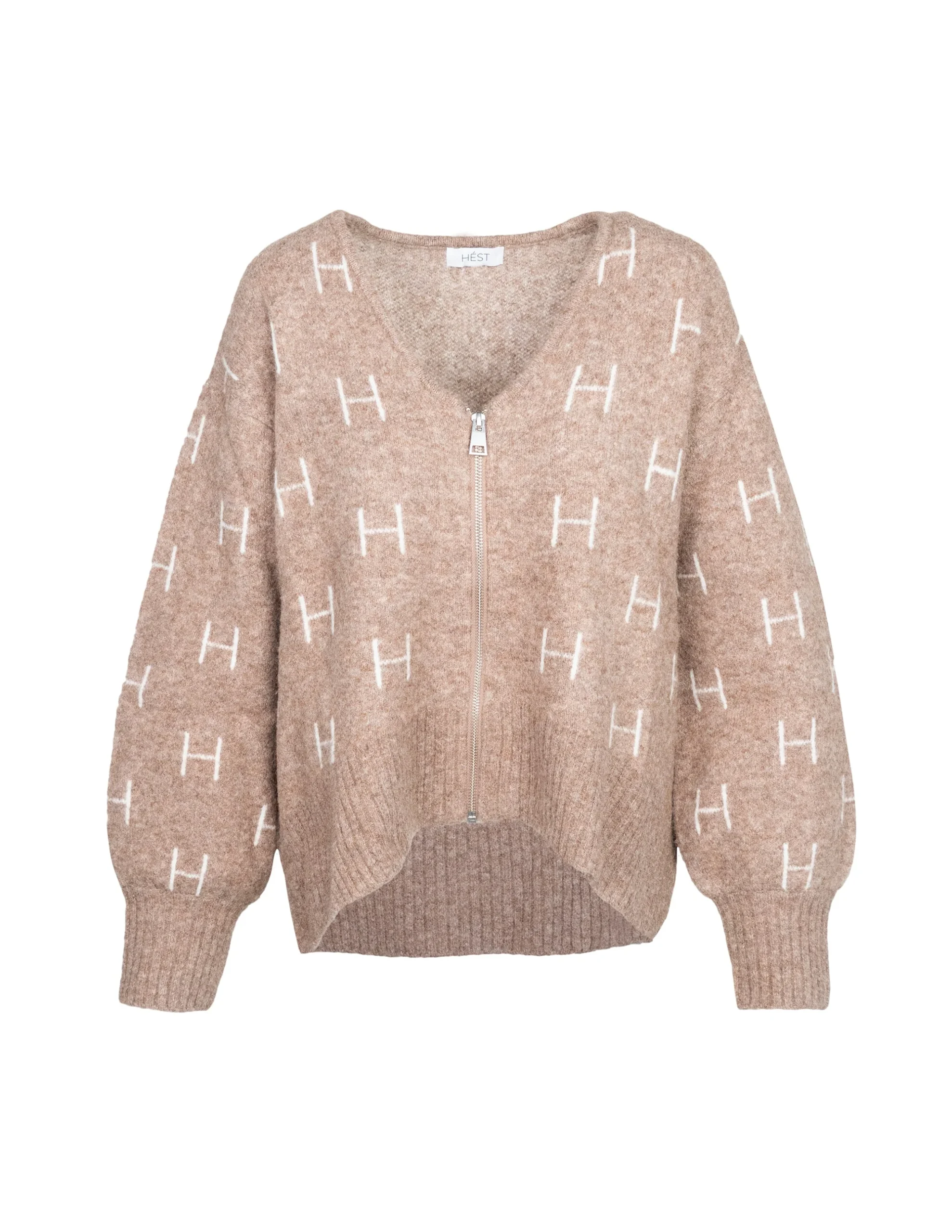 Veste zippée FAM à Brown melange/white