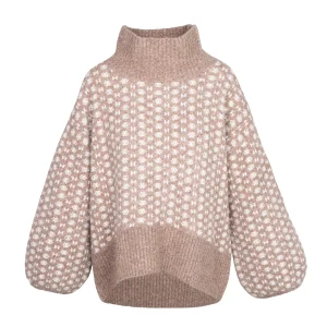 LOGO Sweater in Brown melange/white