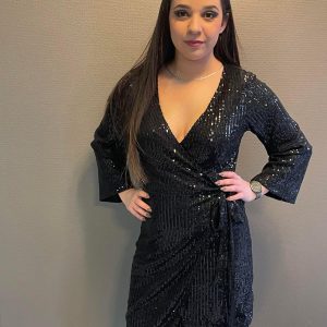 Robe cache cœur à paillettes Noir