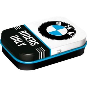 boîte à bonbons BMW – menthes collector (logo, M Power, Drivers Only…), formats standard et XL, idée cadeau fan de moto allemande