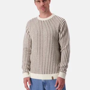 Roundneck Two Tone Intarsia en Offwhite-Soil