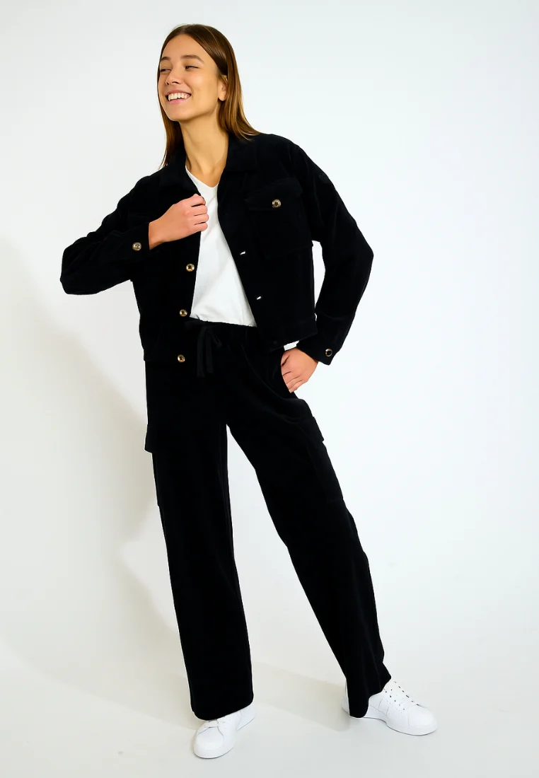 BEYOND-QUANDARY Pantalon de jogging en velours côtelé noir – Image 5