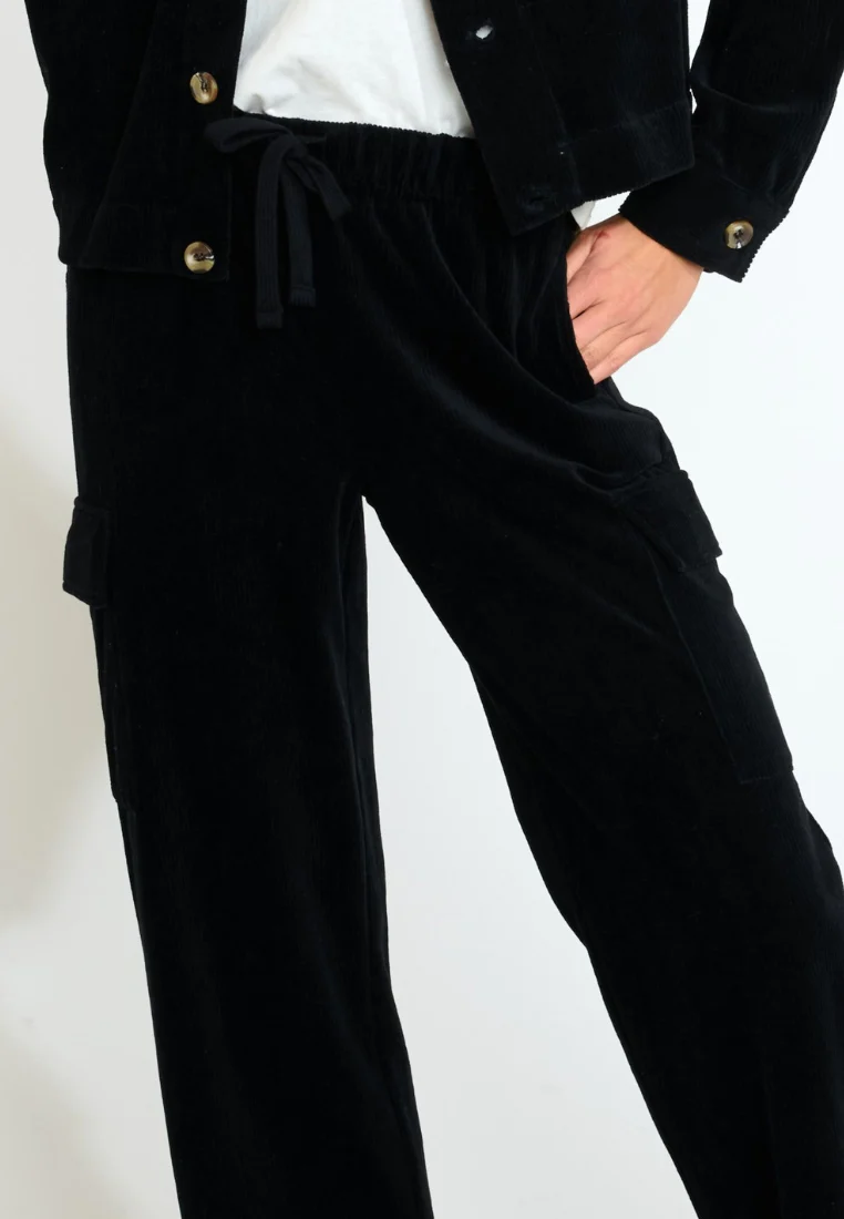 BEYOND-QUANDARY Pantalon de jogging en velours côtelé noir – Image 6