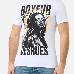 T-shirt graphique blanc-or