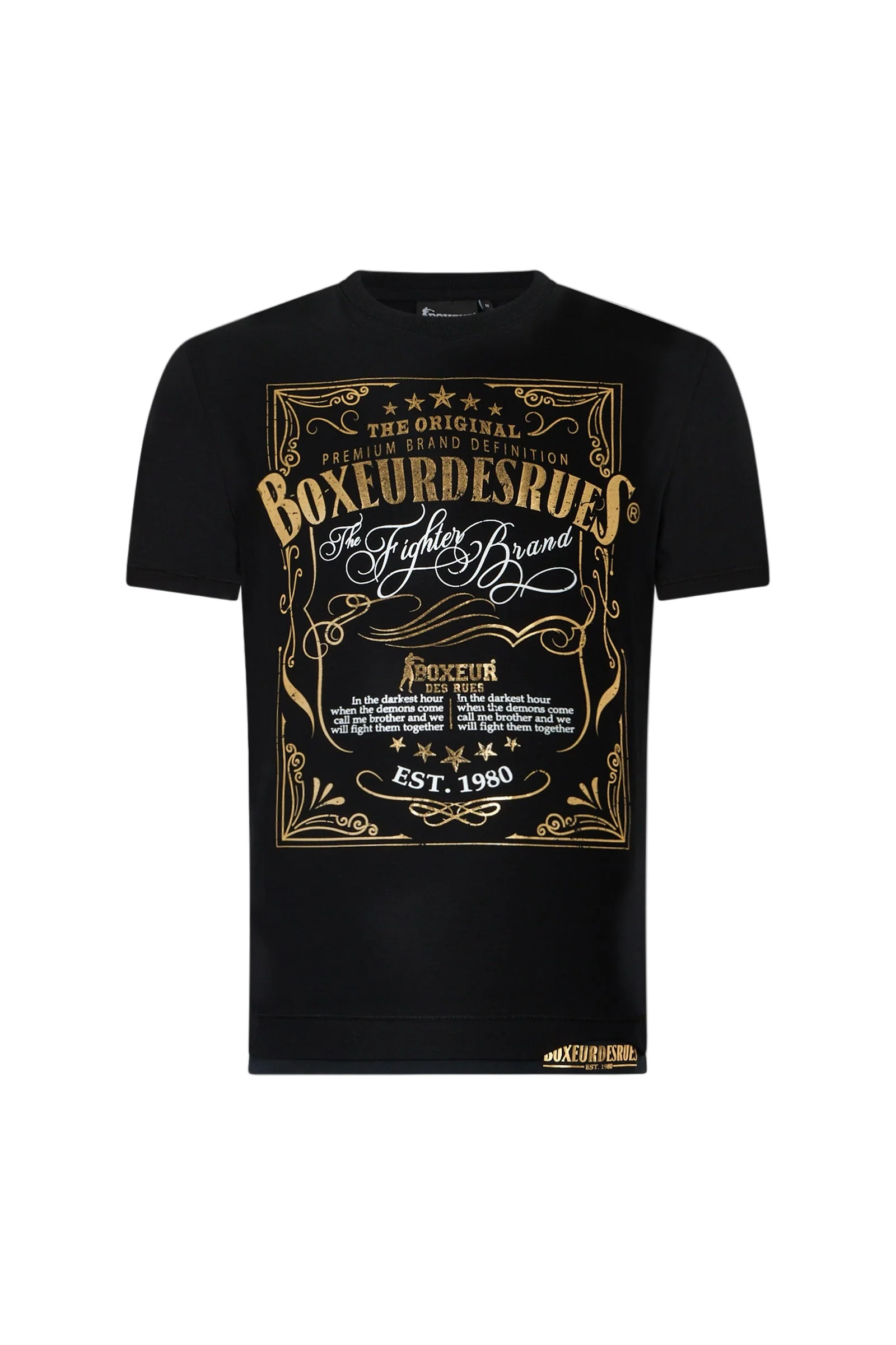 T-shirt imprimé à col rond en noir et or – Image 4