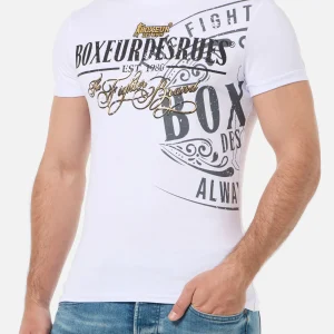 T-shirt imprimé à col rond en blanc