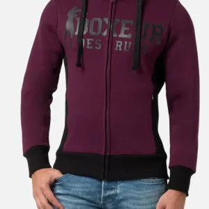 Sweat à capuche et à fermeture éclair en vin