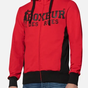Sweat à capuche et à zip en rouge