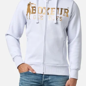 Sweat à capuche et à zip en blanc