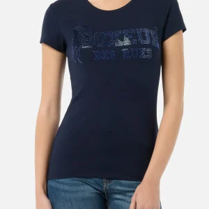 T-shirt Rhinestone Logo en Midnight