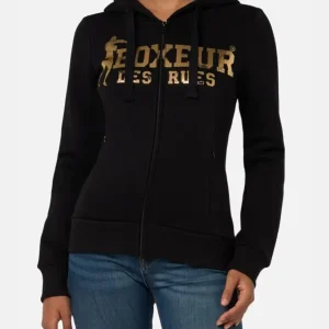 Basic Logo Full Zip Sweatshirt en noir et or