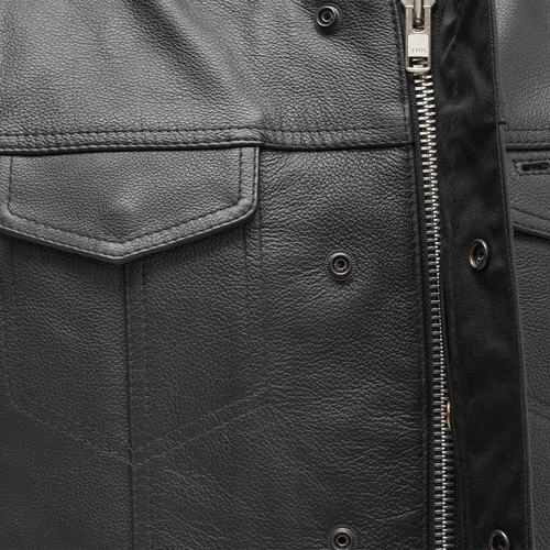 Gilet Cuir Motard Homme Blaster – Coupe Club Style, Cuir Vachette 1,2 mm, 11 Tailles Disponibles, Poches Sécurisées, Idée Cadeau Biker – Image 3