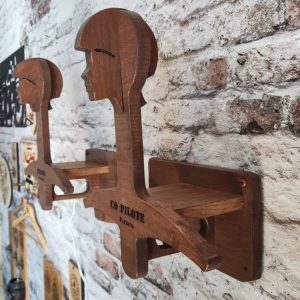 Porte-Casque moto série prestige DUO Mural en Chêne Massif ou CP Peuplier