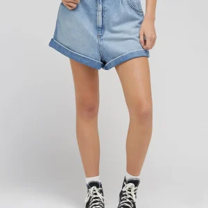 Short plissé en bleu givré