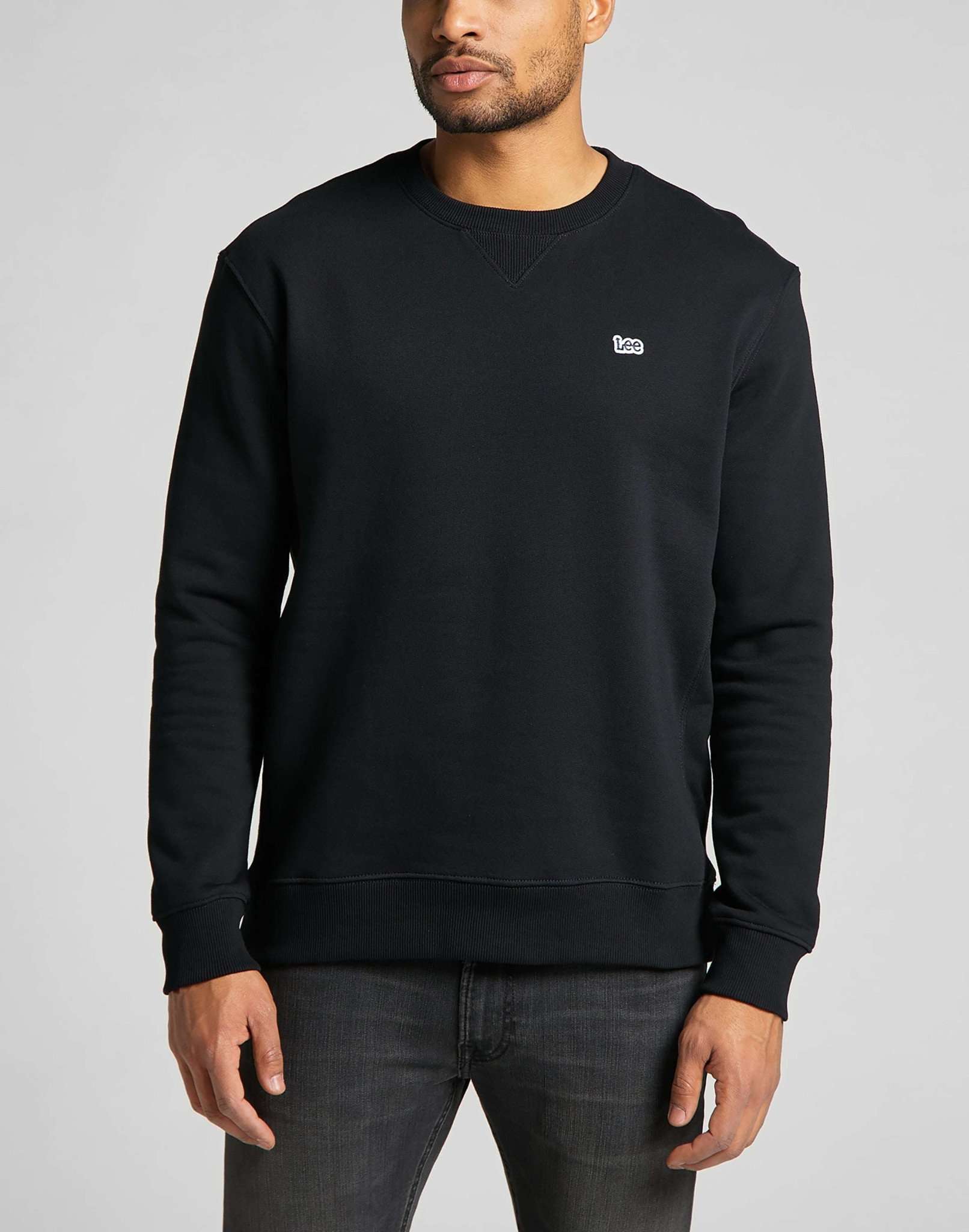 Sweat-shirt ras du cou Plain en noir