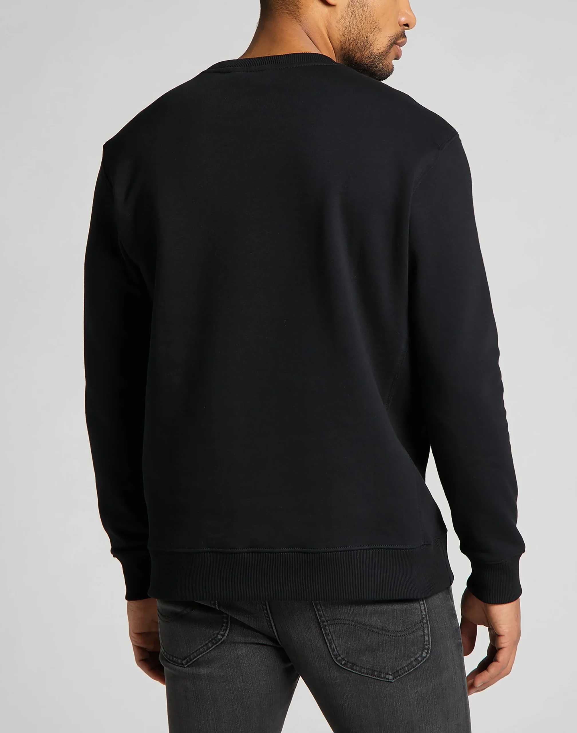 Sweat-shirt ras du cou Plain en noir – Image 2