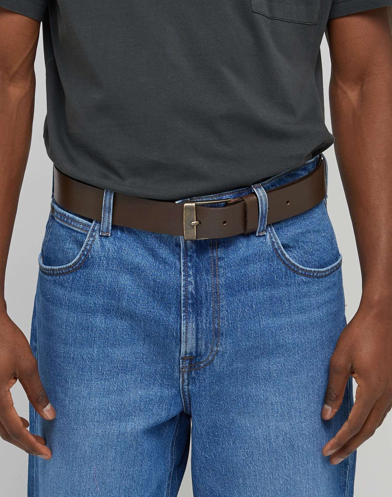 Boucle de ceinture en cuir marron foncé – Image 2