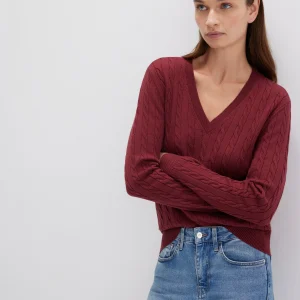 Sweat à col en V en velours côtelé