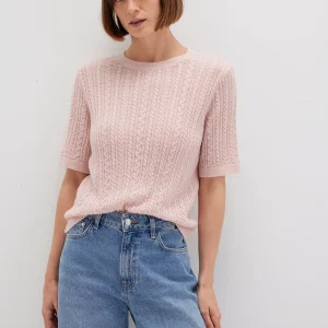 Tricot à manches courtes en Lotus Melange