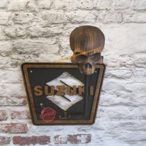 Porte casque moto  Suzuki noir métal