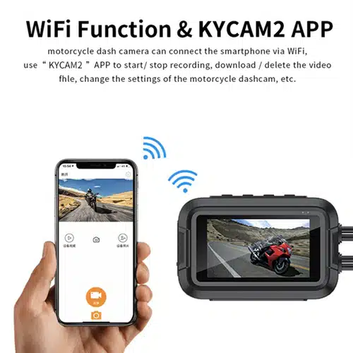 Caméra moto étanche Full HD 1080P – Double enregistrement avant/arrière, GPS, WiFi, écran 3″, télécommande – Dashcam waterproof IP66 – Image 4