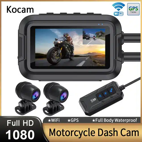 Caméra moto étanche Full HD 1080P – Double enregistrement avant/arrière, GPS, WiFi, écran 3″, télécommande – Dashcam waterproof IP66