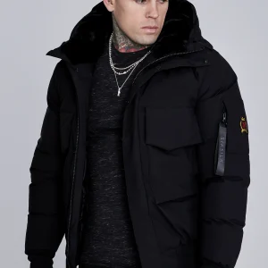 Bomber à capuche en noir