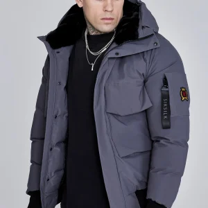 Bomber à capuche en gris