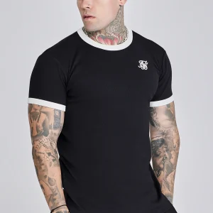 T-shirt Ribbed Ringer en noir