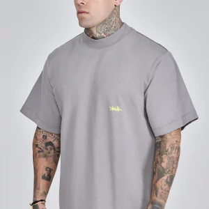 T-shirt surdimensionné en gris, jaune fluo