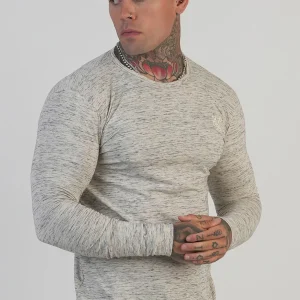 T-shirt Marl à manches longues en blanc